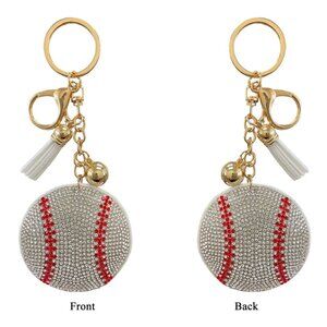Baseball Double Sided Rhinestones Keychain Charm for Purse and Backpack